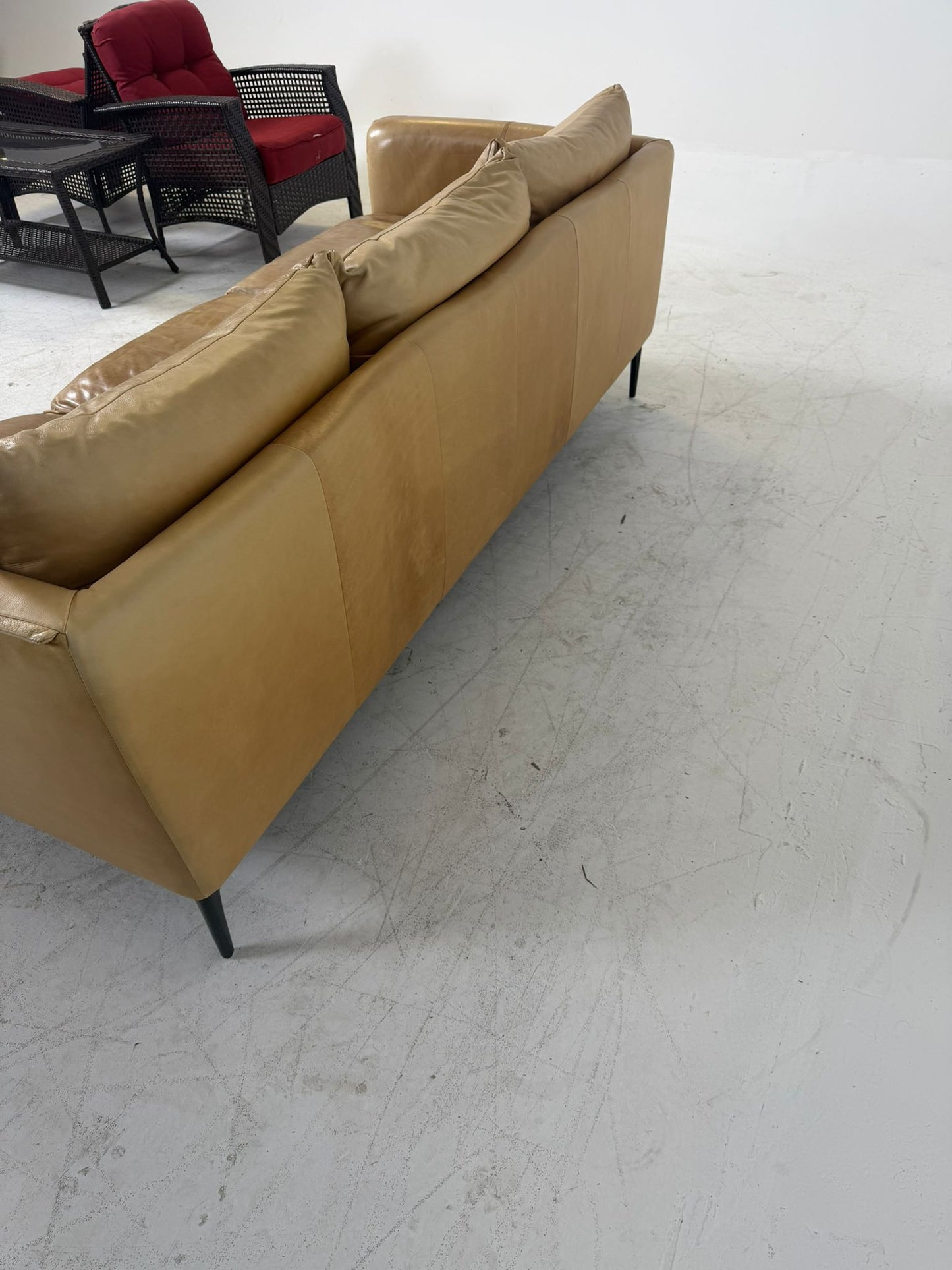 Mercana Leather Sofa. 3 seater Caramel Couch. Delivery available