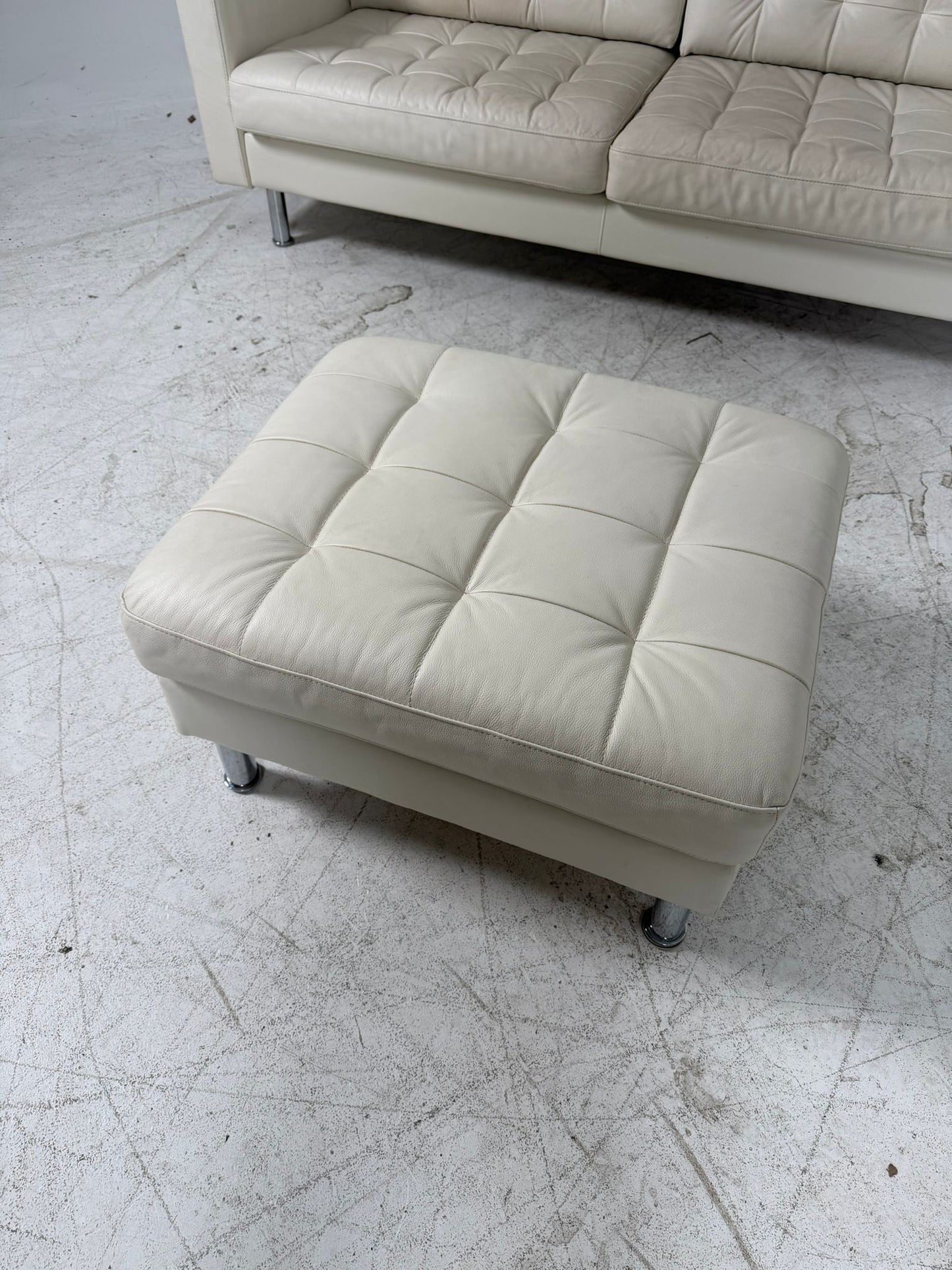 Ikea Morabo Leather Sofa + ottoman. White leather couch. Delivery available