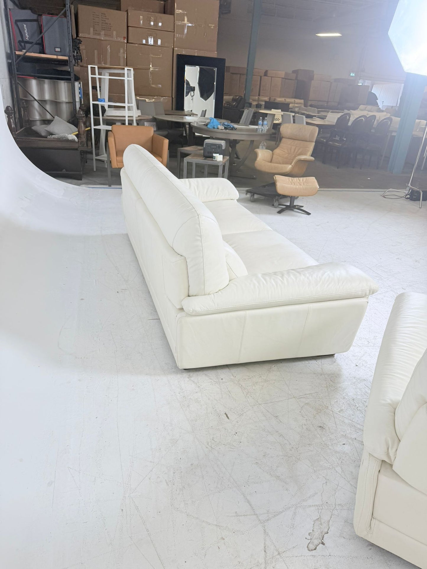 Genuine Leather Sofa Set. White Leather 3+2 couch set. Delivery available