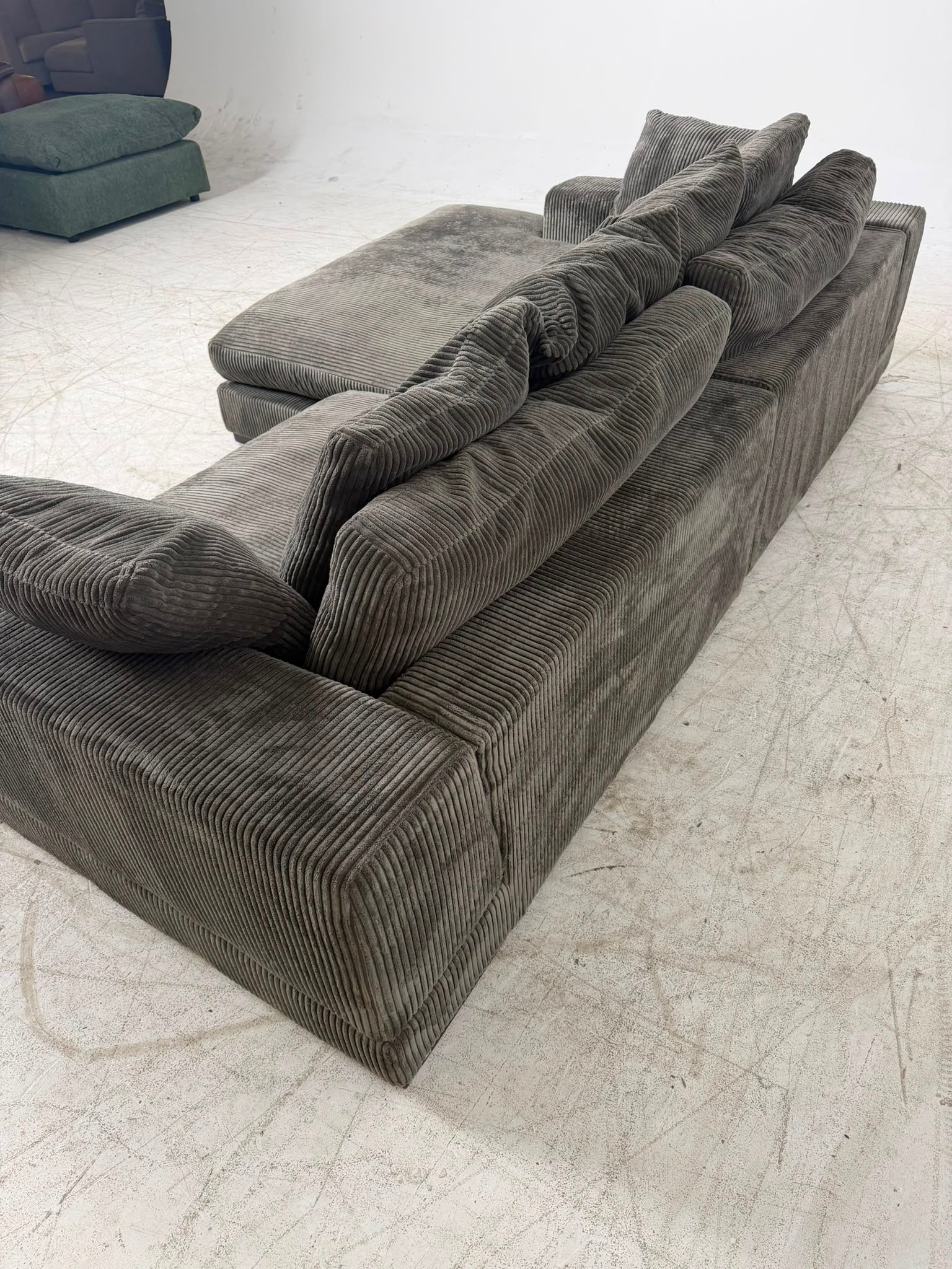 Moe's plunge sectional. Reversible L shaped sofa couch. Delivery available
