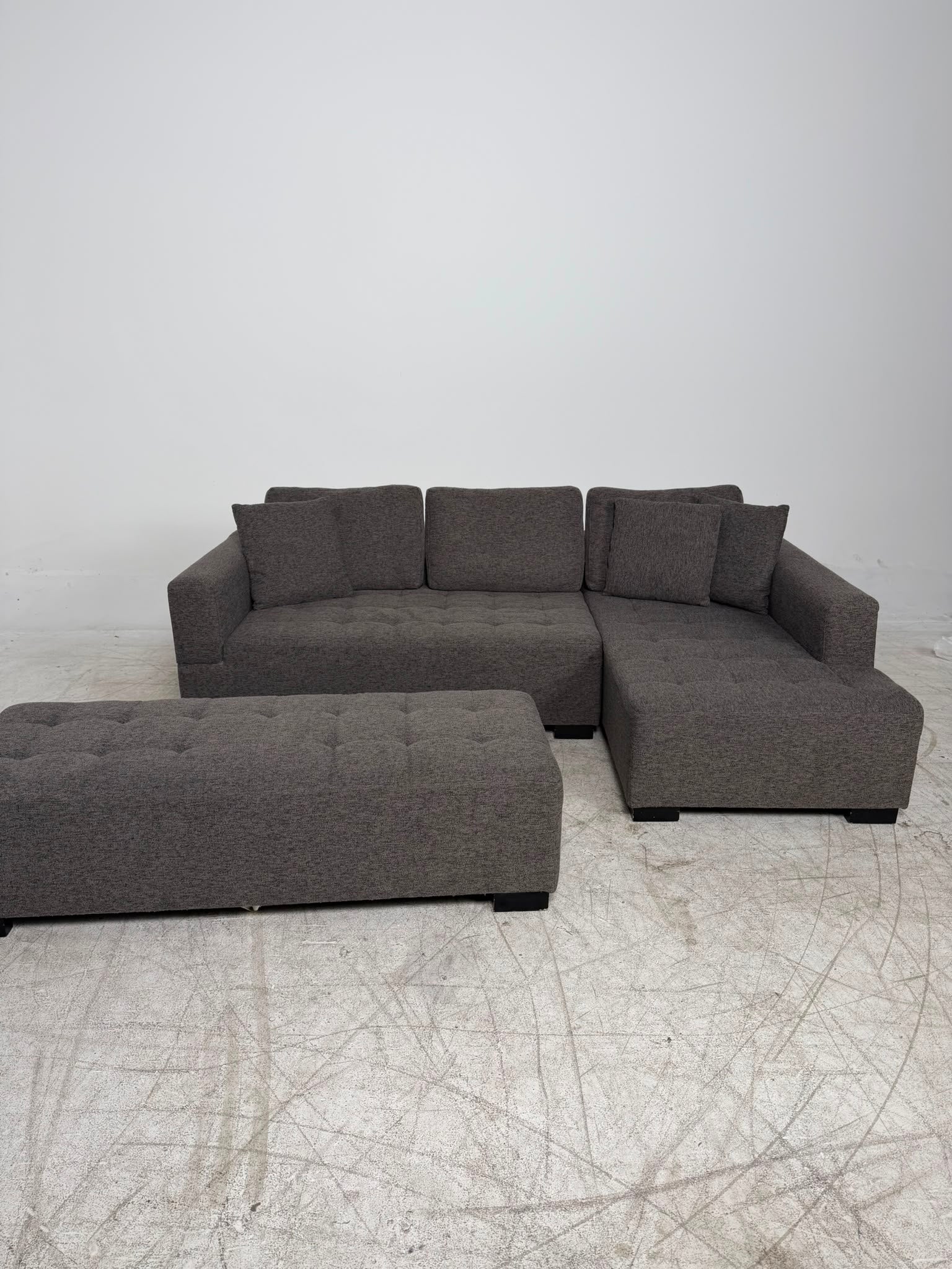 Fabric Sectional + ottoman. L shaped sofa couch. Delivery available