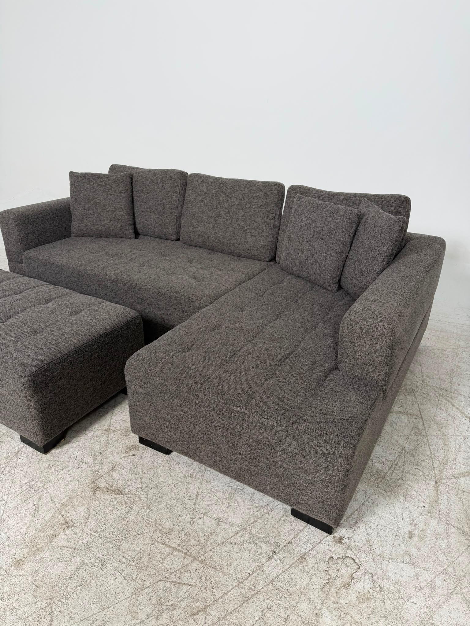 Fabric Sectional + ottoman. L shaped sofa couch. Delivery available