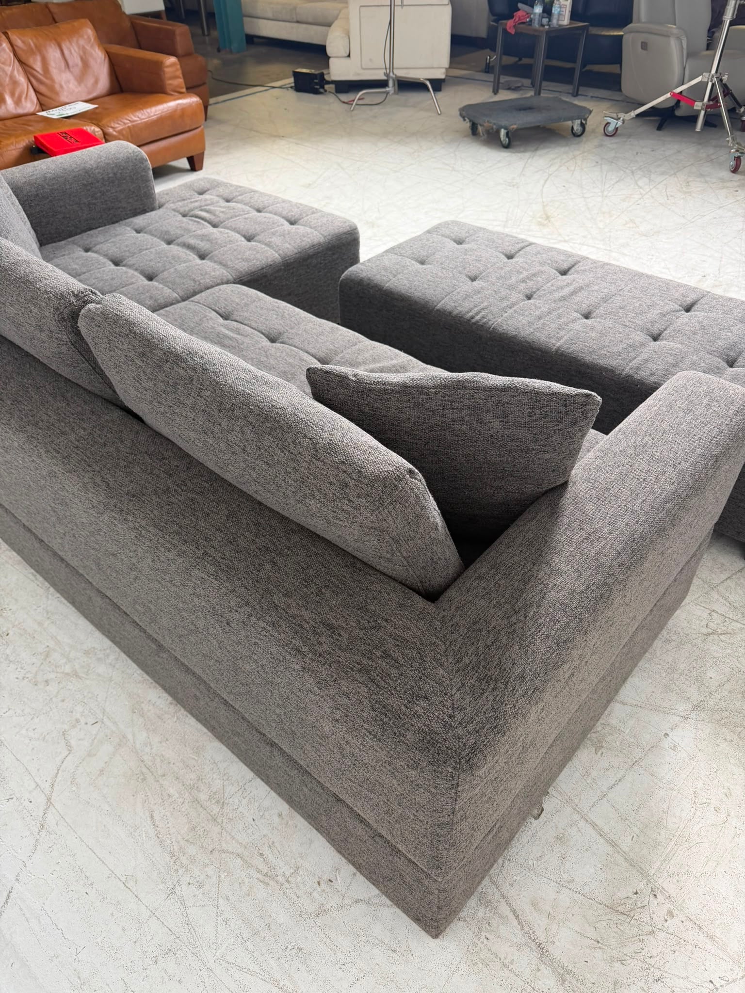 Fabric Sectional + ottoman. L shaped sofa couch. Delivery available