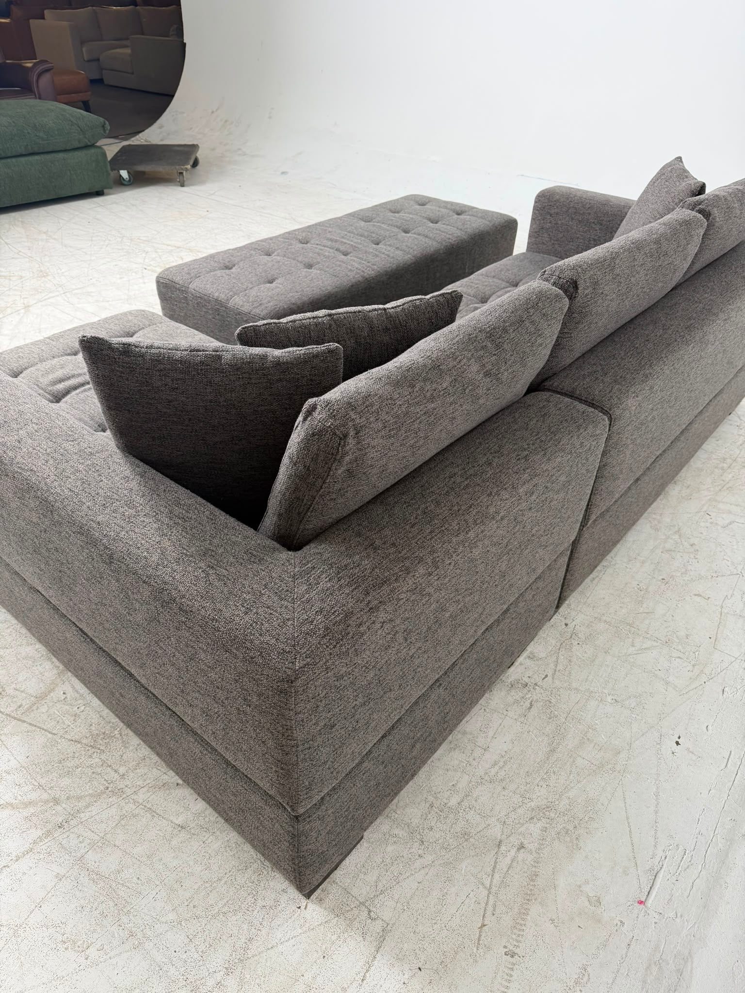 Fabric Sectional + ottoman. L shaped sofa couch. Delivery available