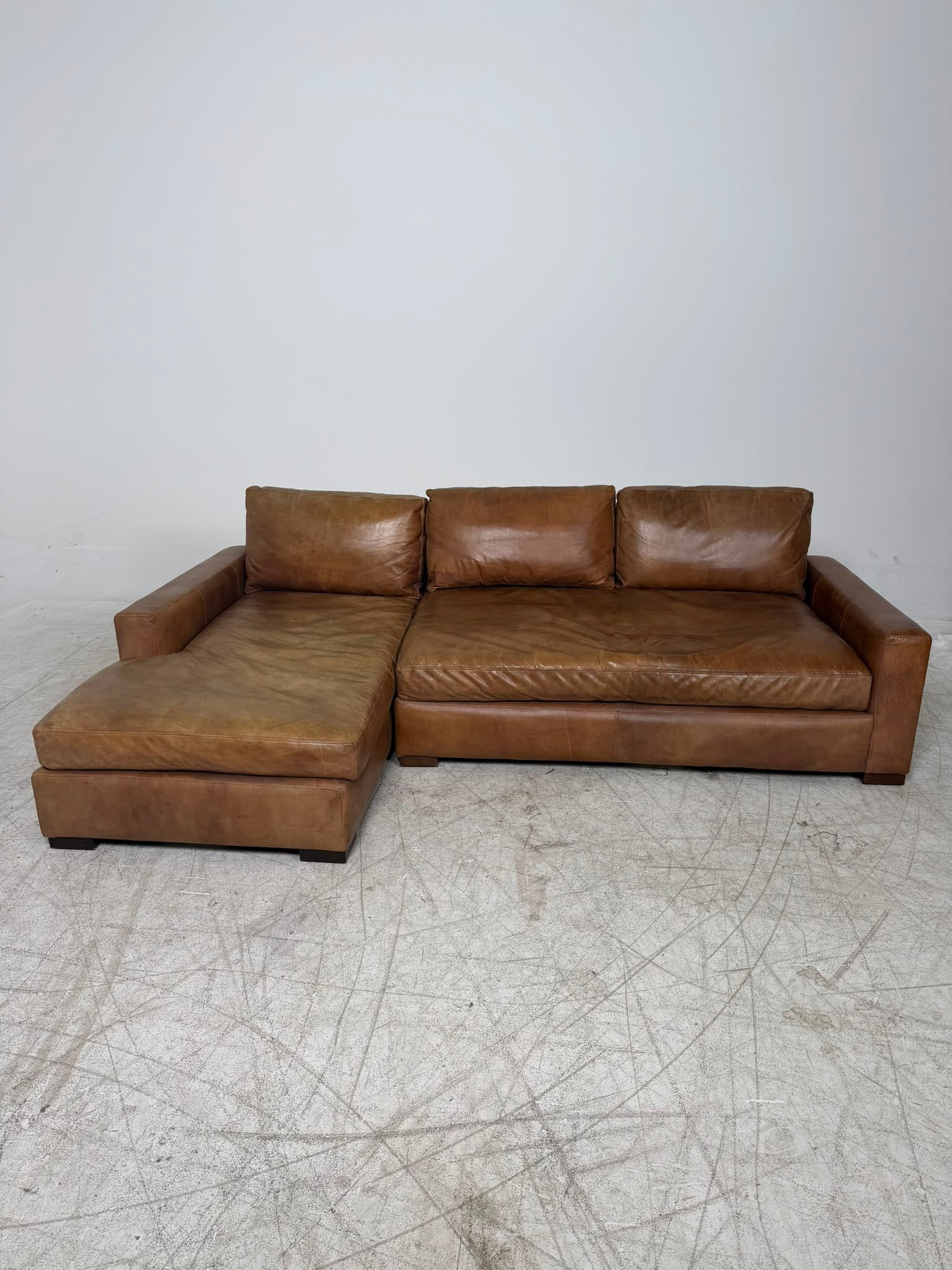 Restoration Hardware Maxwell Leather Sectional. RH L shaped sofa couch. Delivery available