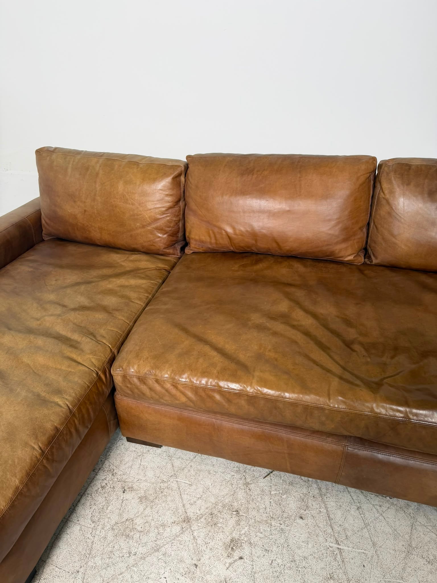 Restoration Hardware Maxwell Leather Sectional. RH L shaped sofa couch. Delivery available