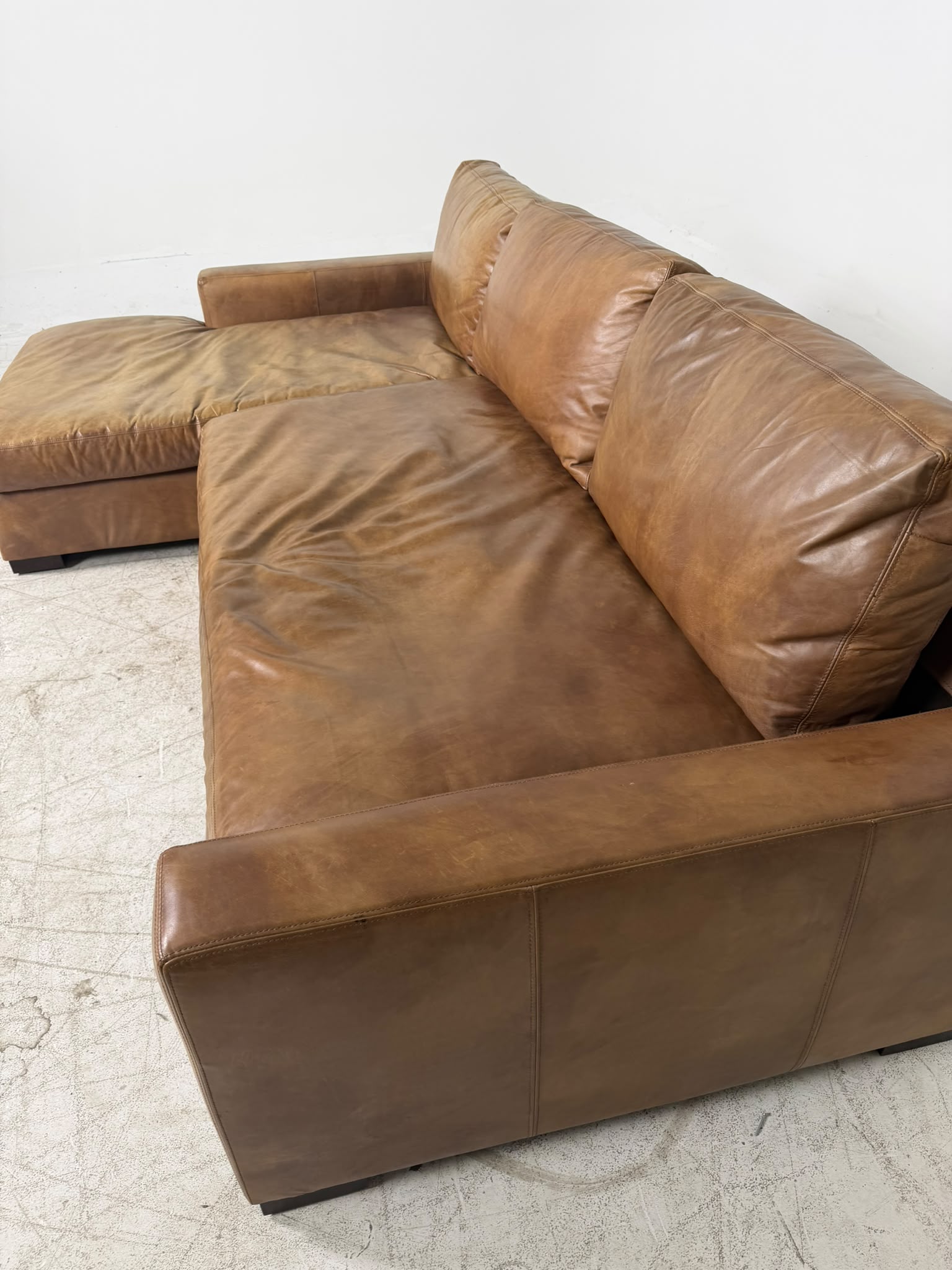 Restoration Hardware Maxwell Leather Sectional. RH L shaped sofa couch. Delivery available