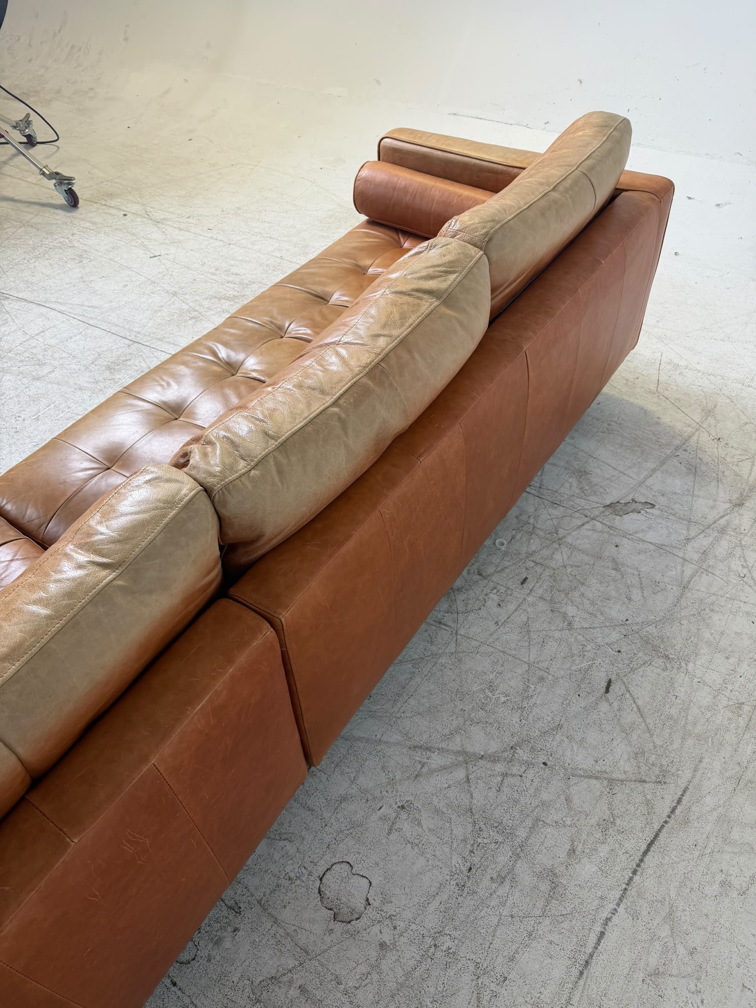 Structube Kinsey Leather Sectional. Cognac MCM L shaped sofa couch. Delivery available