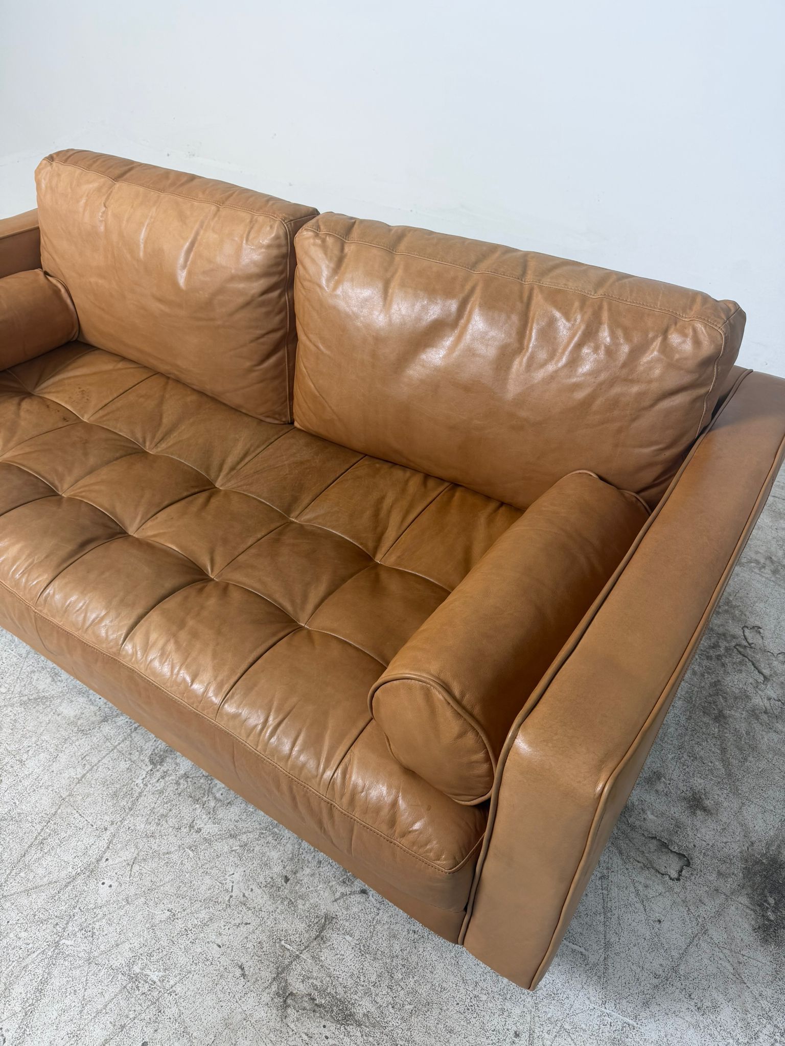 Article Sven leather loveseat. Cognac aniline leather sofa couch. delivery available