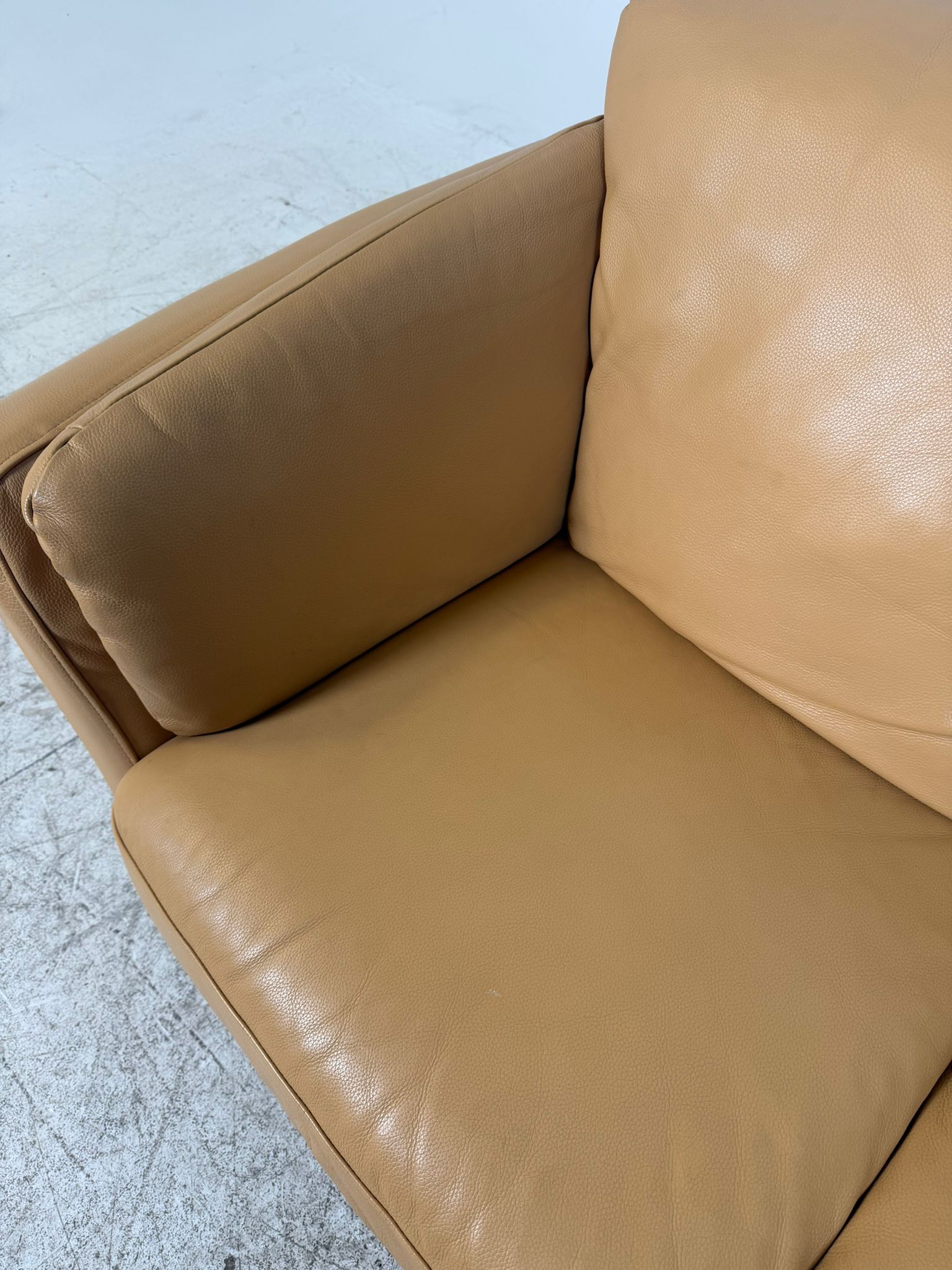 MCM Leather Loveseat. Caramel 2 seater sofa couch. Delivery available