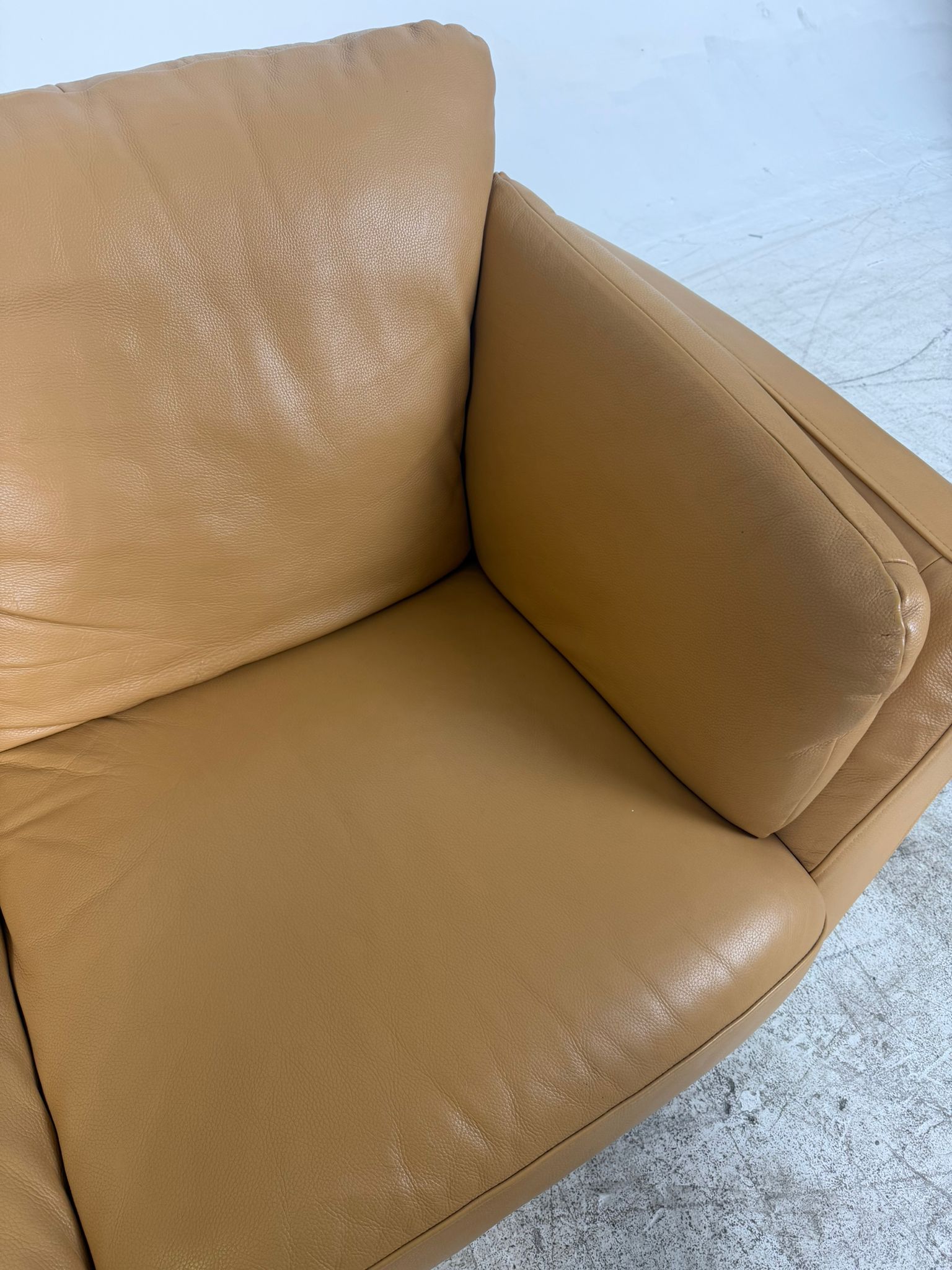 MCM Leather Loveseat. Caramel 2 seater sofa couch. Delivery available