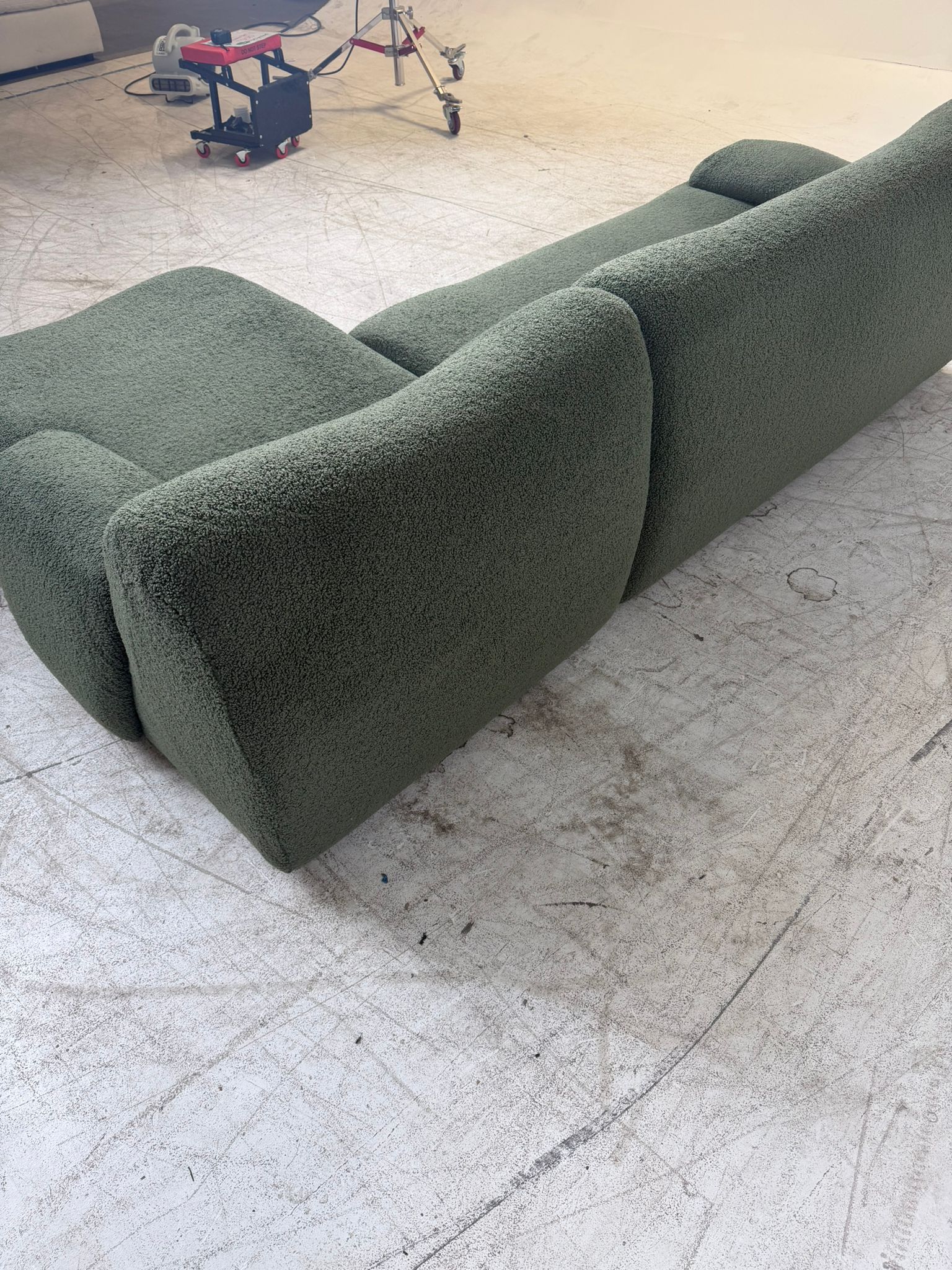 Kings living Green Booucle sectional. Reversible L shaped sofa couch. Delivery available