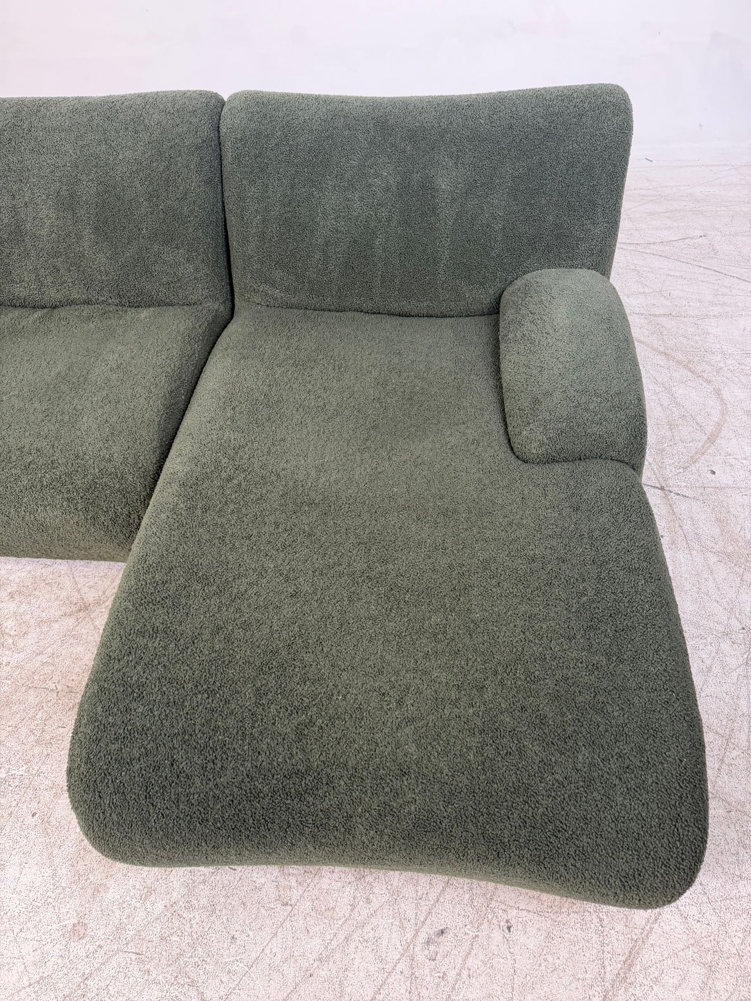 Kings living Green Booucle sectional. Reversible L shaped sofa couch. Delivery available
