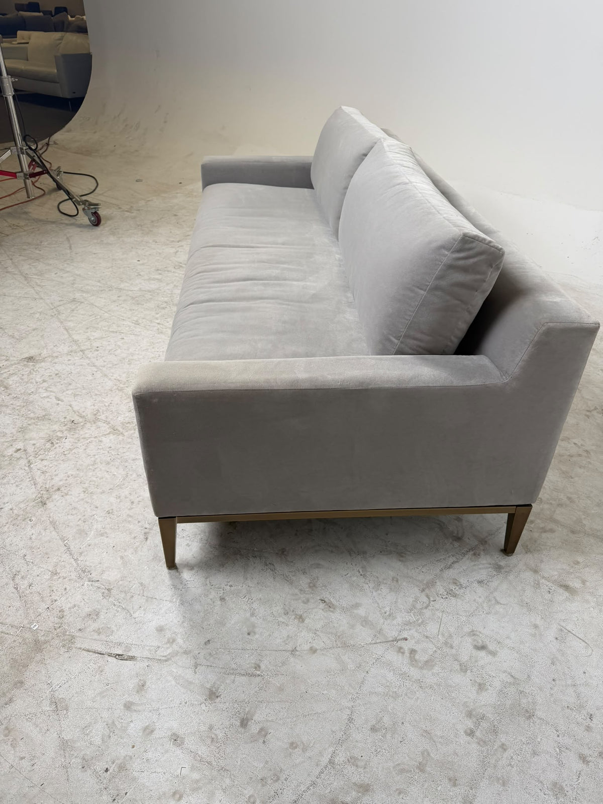 Restoration Hardware Track Arm Suede Sofa. RH Fabric Couch. Delivery available