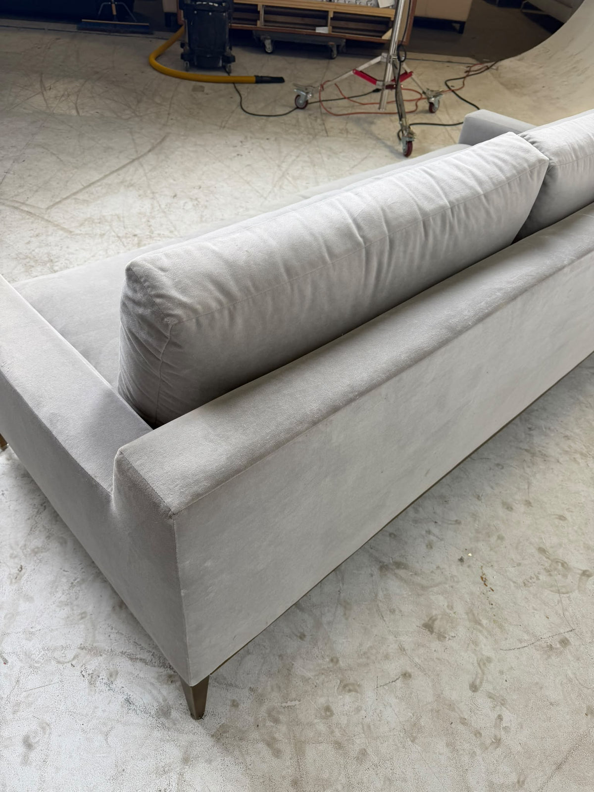 Restoration Hardware Track Arm Suede Sofa. RH Fabric Couch. Delivery available