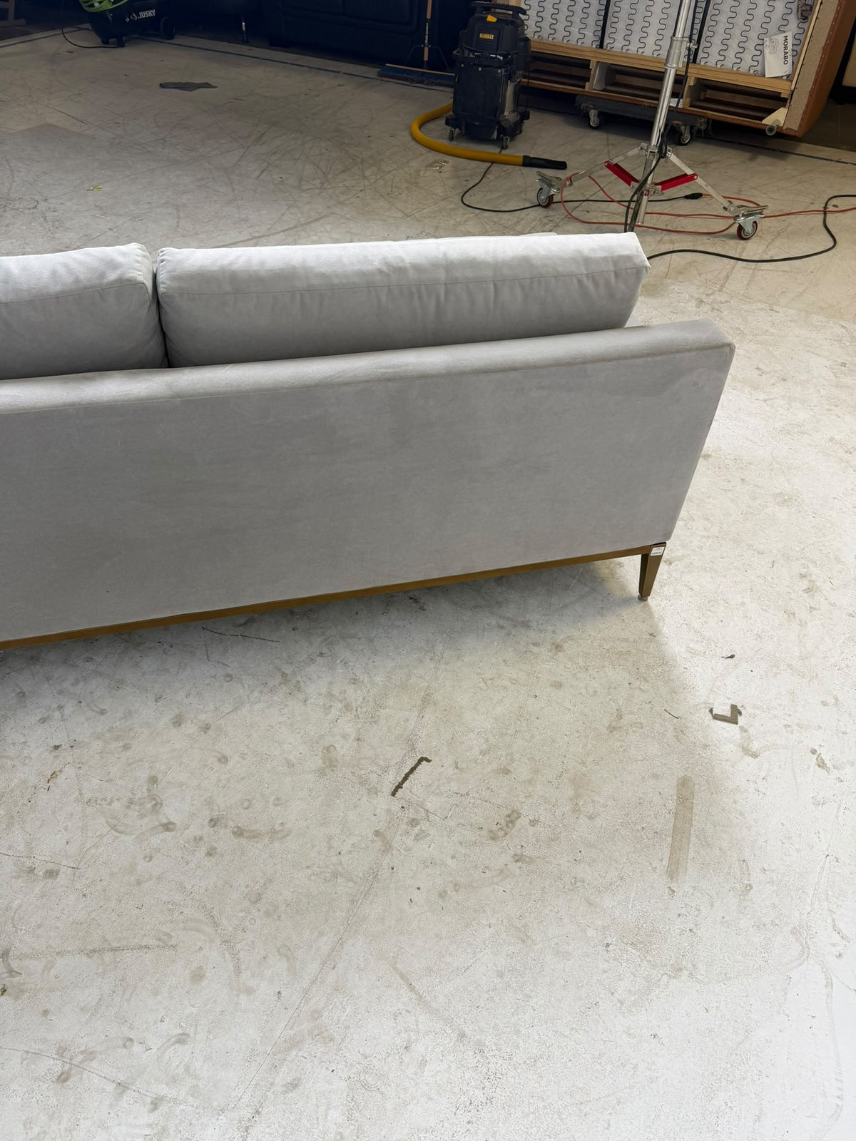 Restoration Hardware Track Arm Suede Sofa. RH Fabric Couch. Delivery available