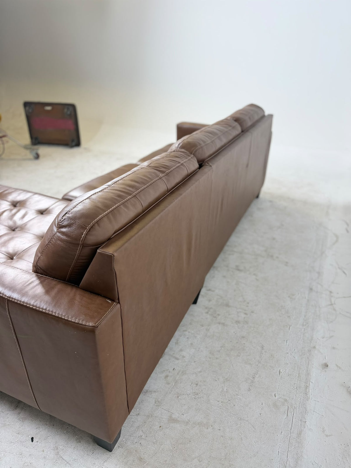 Ashley's Furniture Leather Sectional. Cognac L shaped sofa couch. Delivery available
