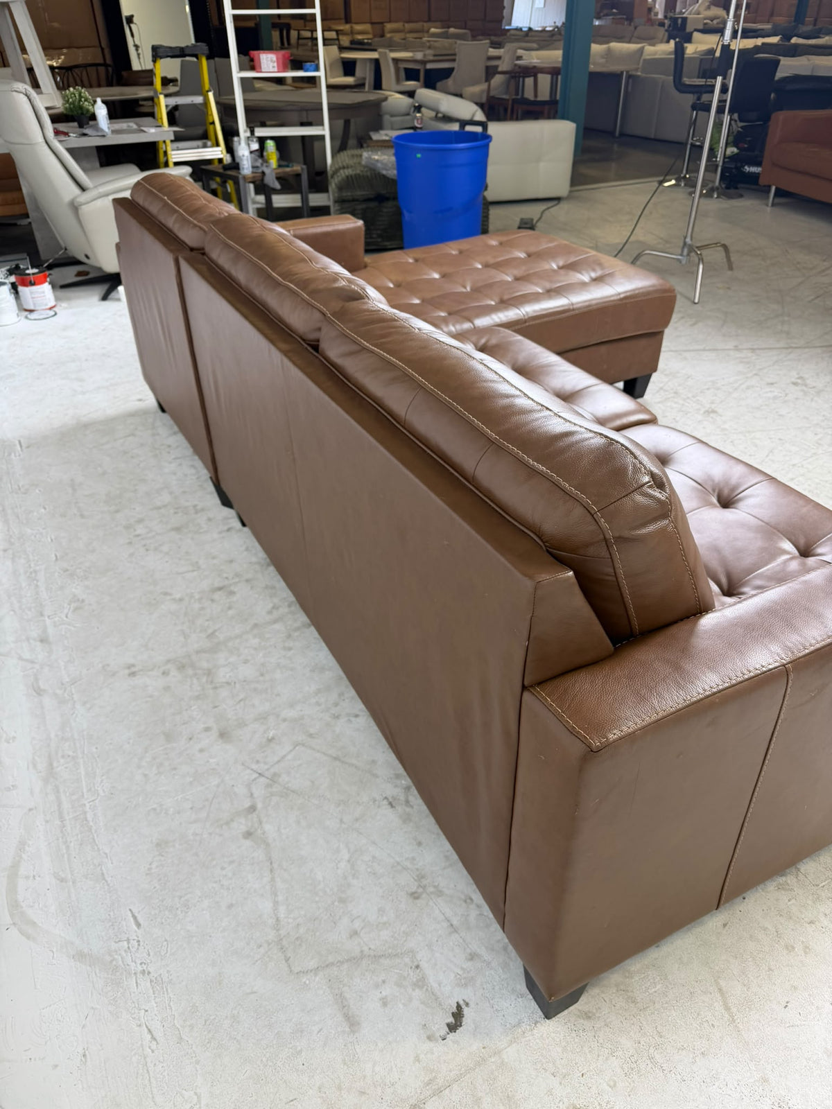 Ashley's Furniture Leather Sectional. Cognac L shaped sofa couch. Delivery available