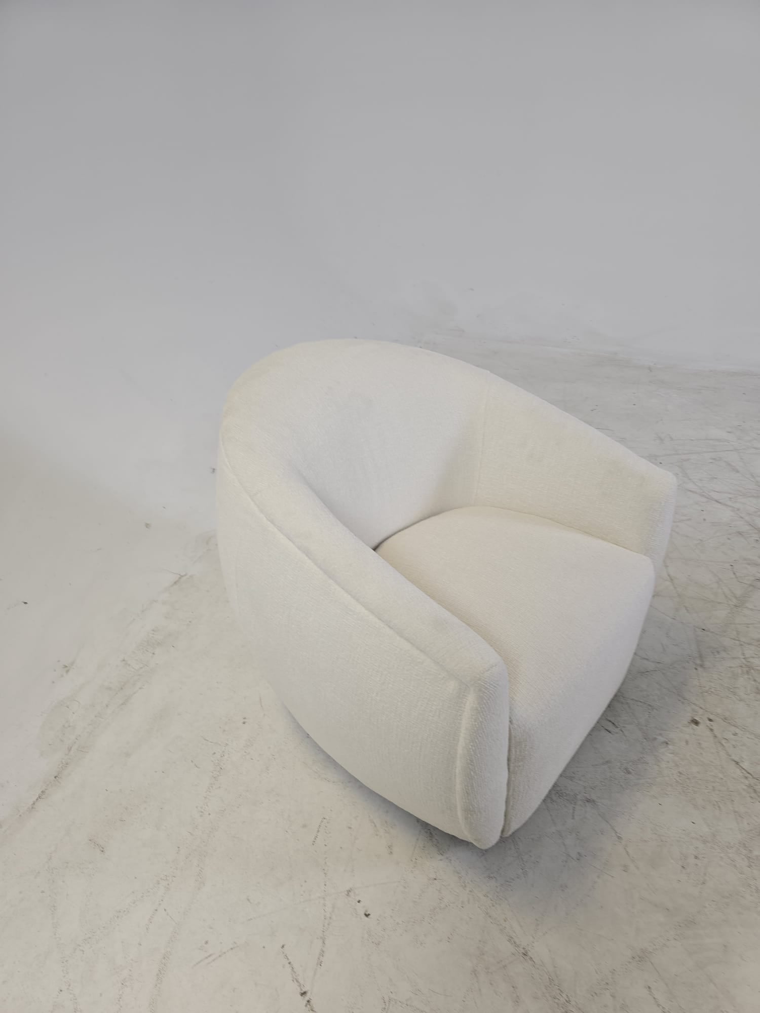 Brand New Stylus Reef swivel Chair. White boucle armchair