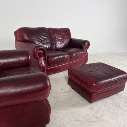Natuzzi distressed sofa set. Loveseat + single seater