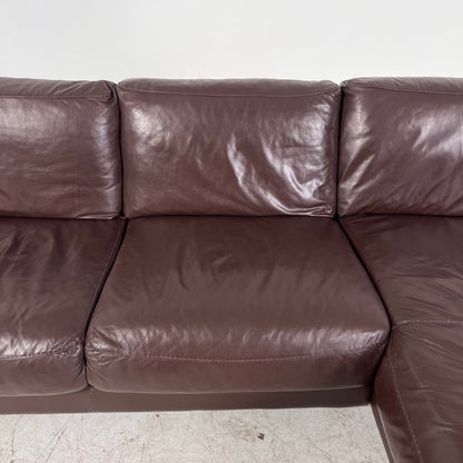 Genuine high end brown leather sectional. L Shaped sofa couch