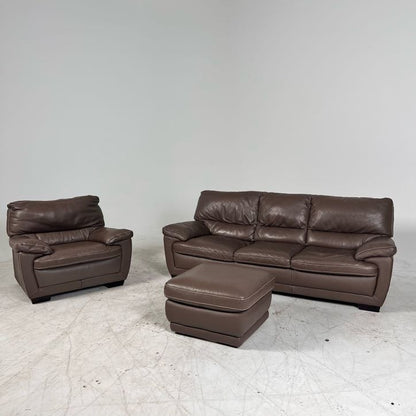 Natuzzi Editions full grain leather sofa set.