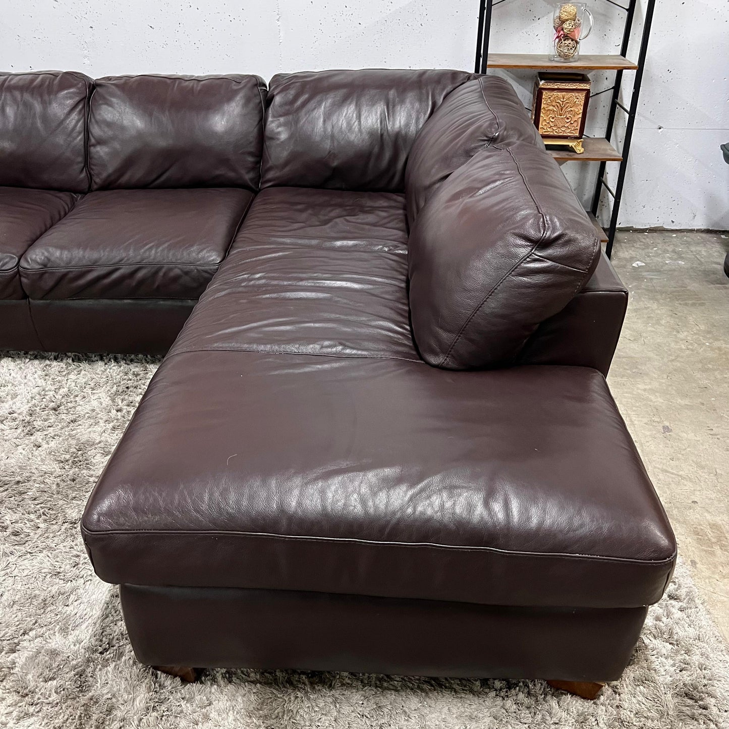 Italsofa Natuzzi leather sectional. L shaped sofa couch.