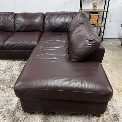 Italsofa Natuzzi leather sectional. L shaped sofa couch.