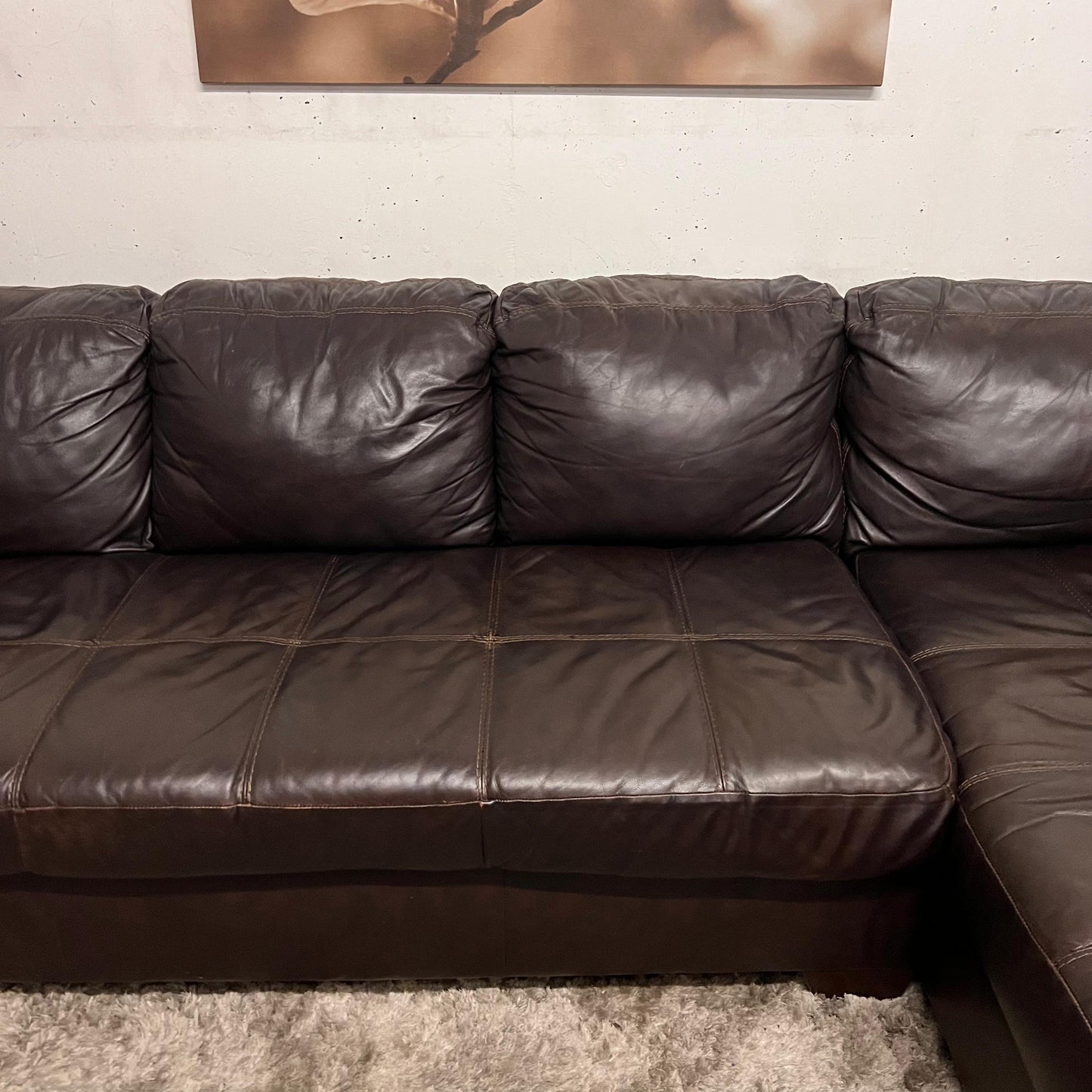 Jag's Furniture Real leather sectional. L shaped sofa couch.