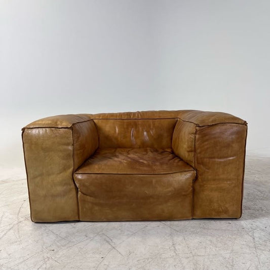 Restoration Hardware fulham aniline leather chair. Giant single seater sofa couch.
