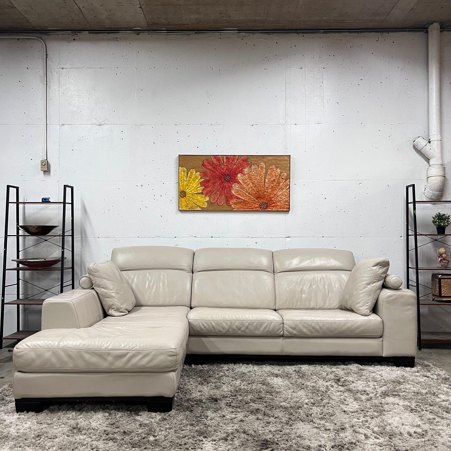 Italian leather sectional.