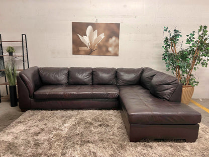 Jag's Furniture Real leather sectional. L shaped sofa couch.