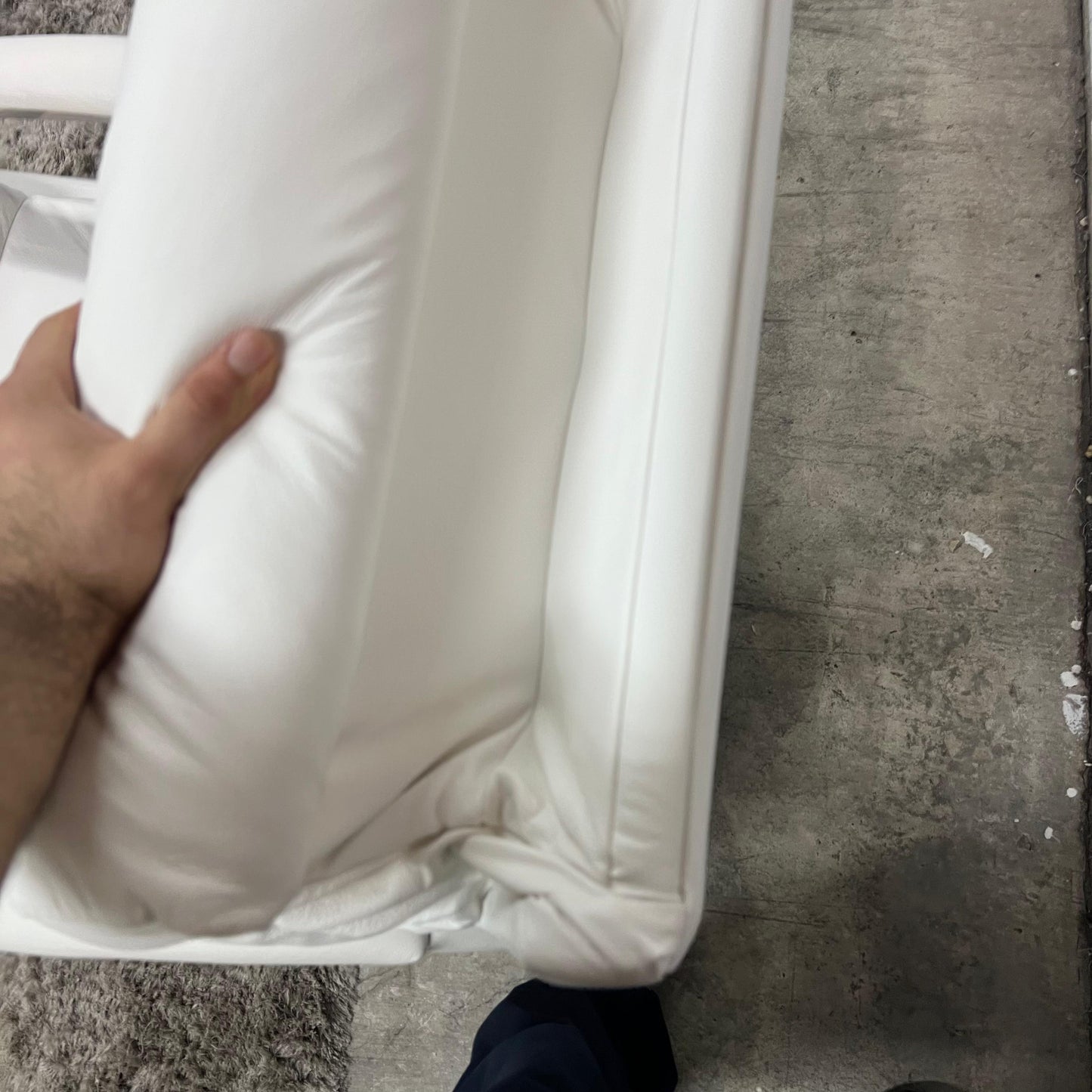 La z boy genuine recliner. White leather reclining chair.