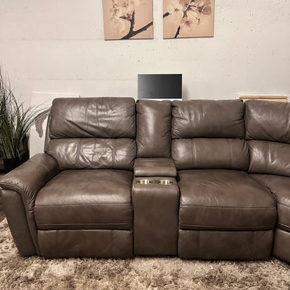 Leather reclining sectional. Power recliners