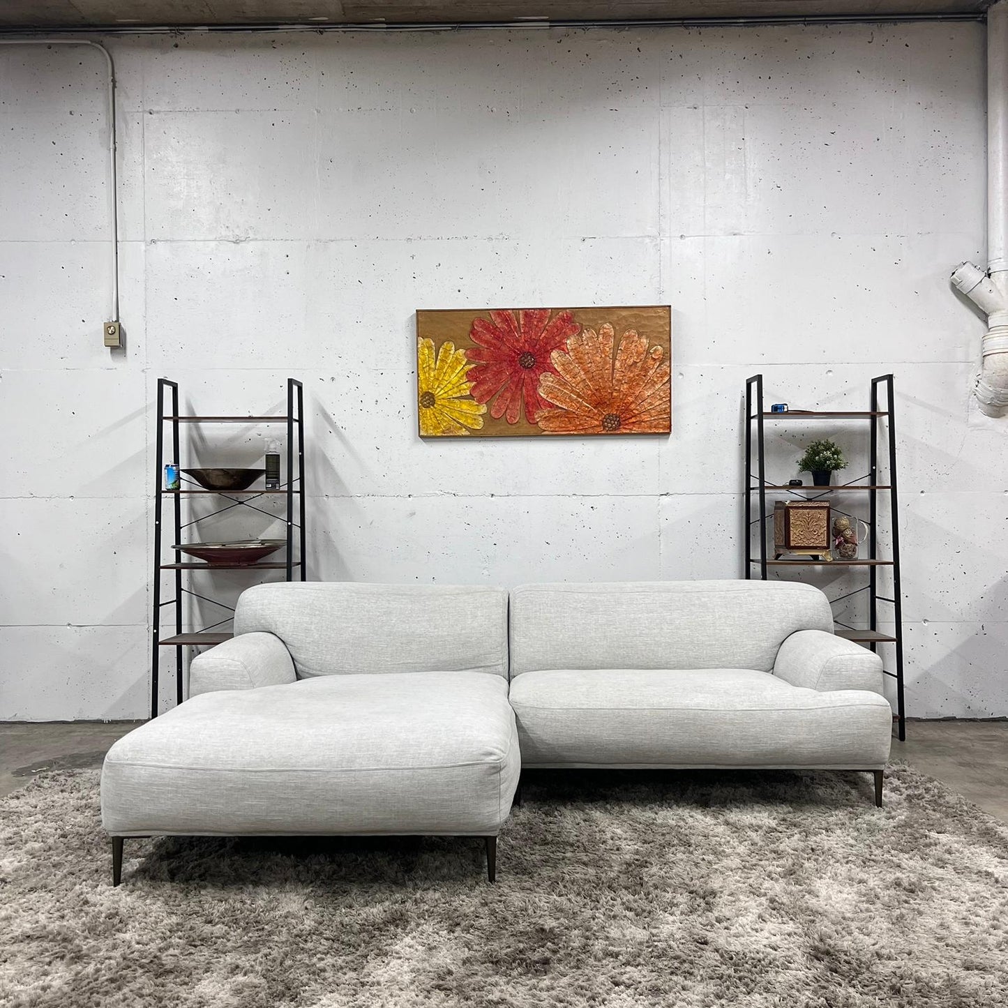 Article Abisko sectional. Grey fabric L shaped sofa couch.