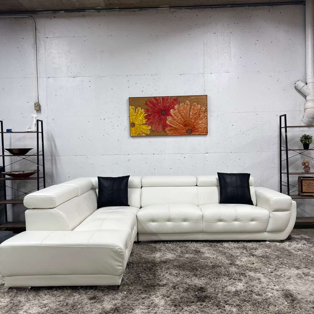 Lincoln sectional by future designs. Leather L shaped sofa couch.