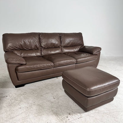 Natuzzi Editions full grain leather sofa set.
