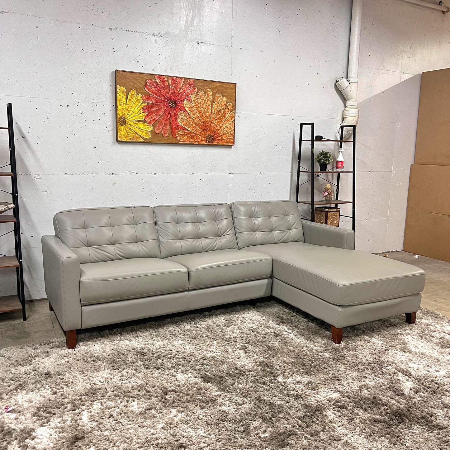 Amax leather sectional.