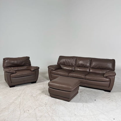 Natuzzi Editions full grain leather sofa set.