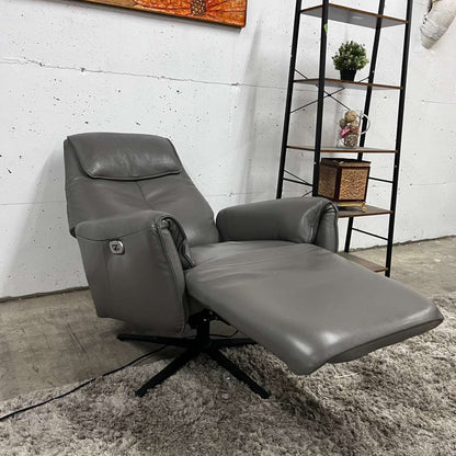 Power leather reclining chair. Real leather armchair.