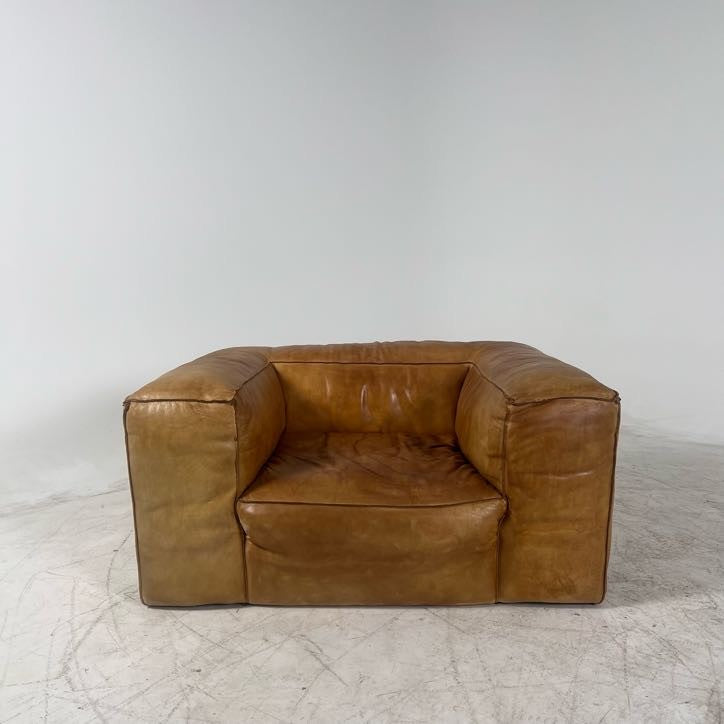 Restoration Hardware fulham aniline leather chair. Giant single seater sofa couch.