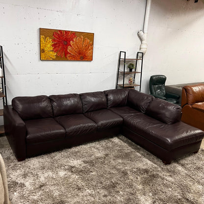 Italsofa Natuzzi leather sectional. L shaped sofa couch.