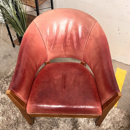 Mitchell Gold + Bob Williams full leather armchairs. Vintage accent Chairs.