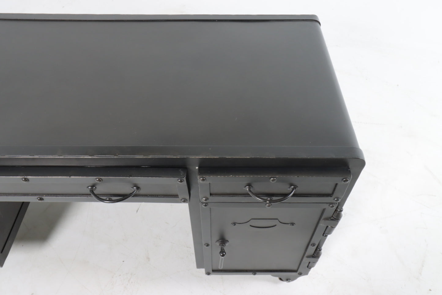 Restoration hardware iron bolt desk. Metal computer desk