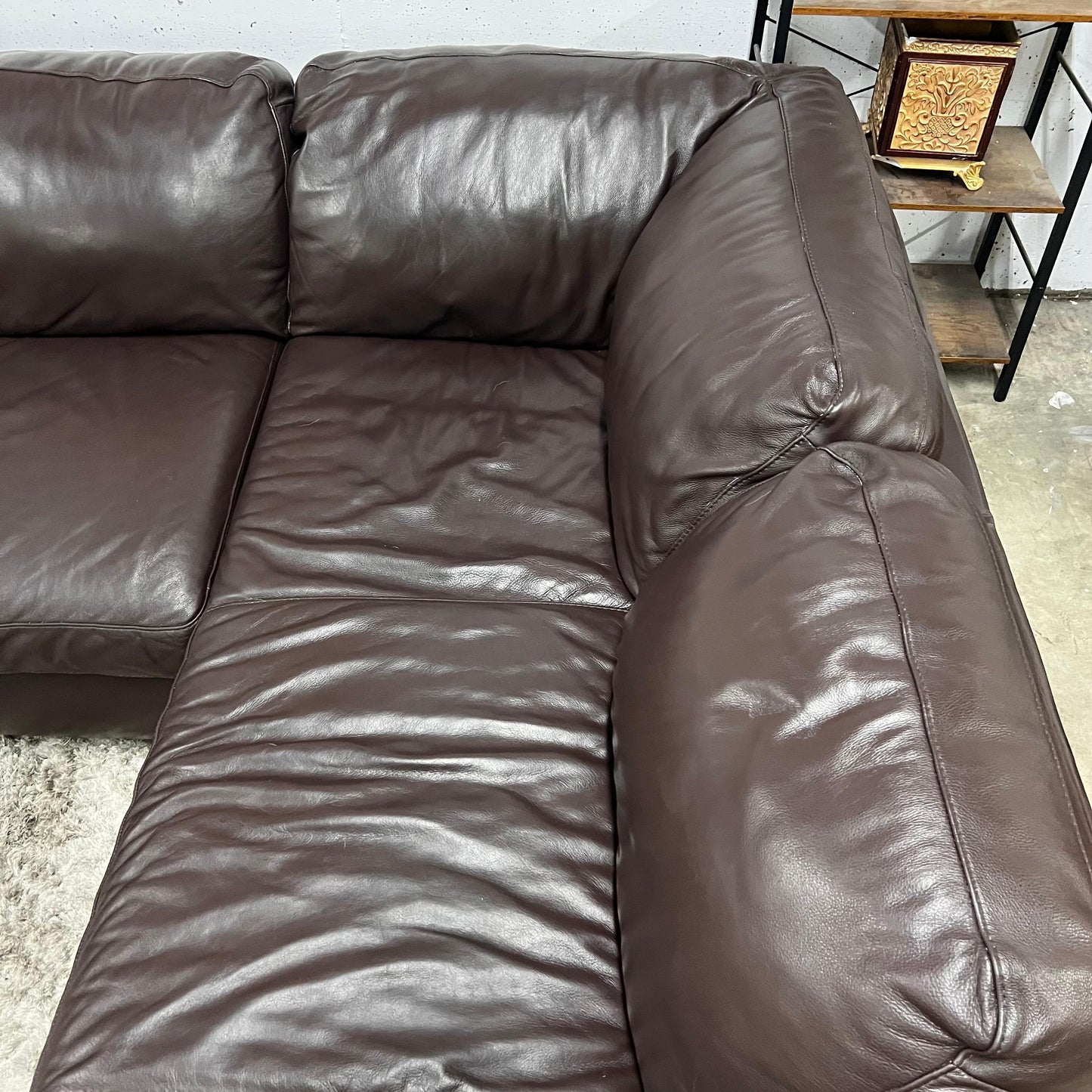 Italsofa Natuzzi leather sectional. L shaped sofa couch.