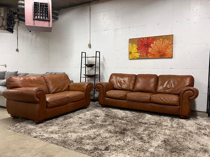 Lane furniture cognac sofa set.
