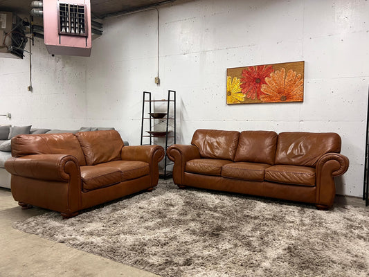 Lane furniture cognac sofa set.