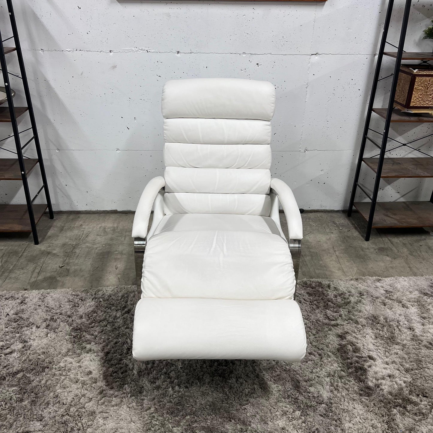 La z boy genuine recliner. White leather reclining chair.