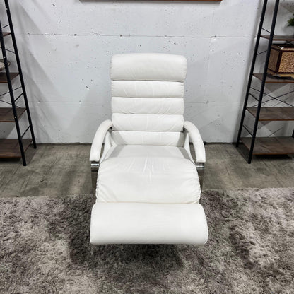 La z boy genuine recliner. White leather reclining chair.
