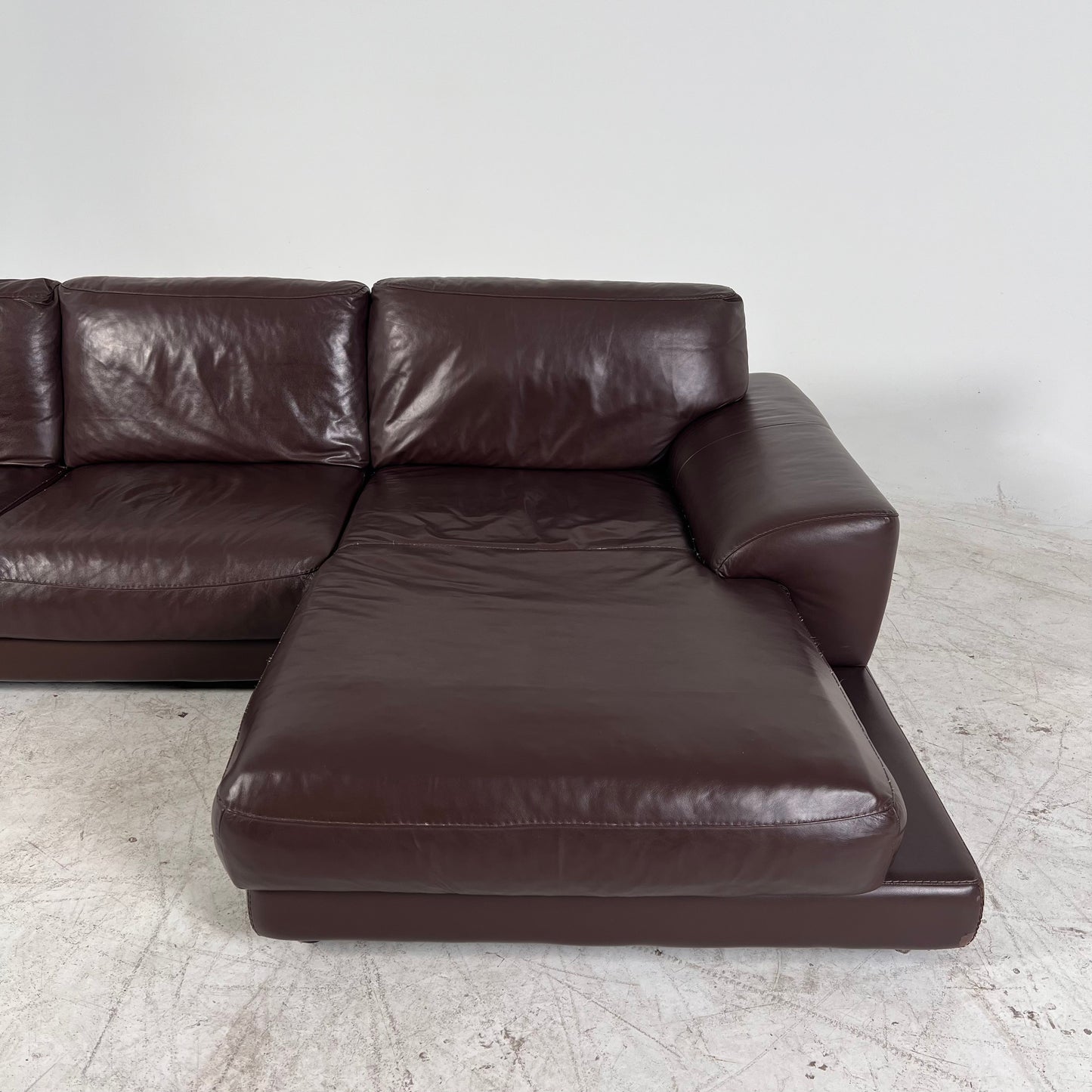 Genuine high end brown leather sectional. L Shaped sofa couch